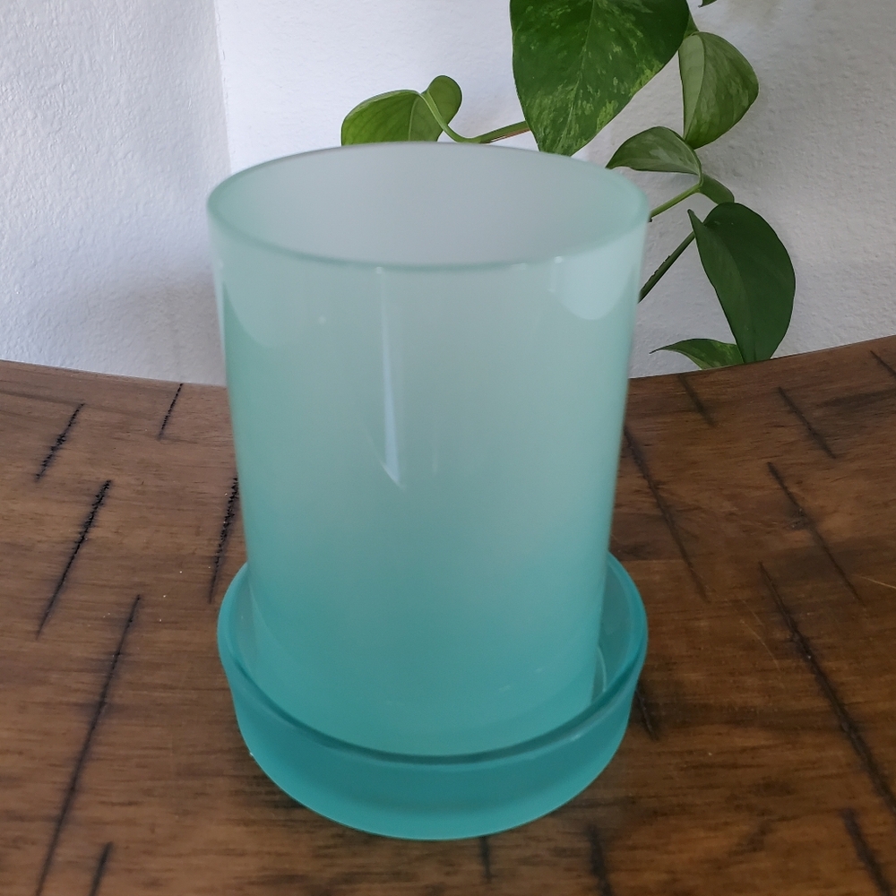 Scentsy Teal Glass 2 Piece Utensil Jewelry Vase Warmer NIB - Picture 6 of 10